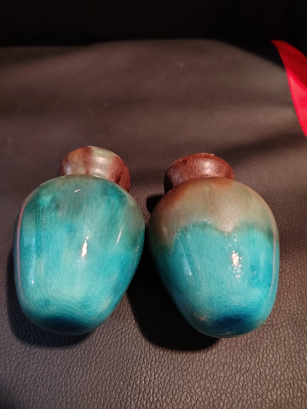 Handcrafted Turquoise Ceramic Decorative Vases - Set of 2